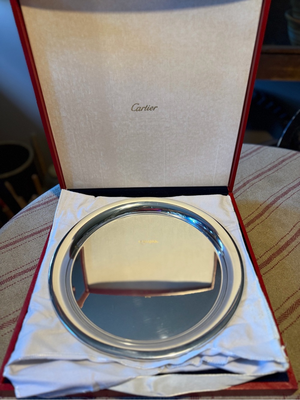 Cartier 11” Heavy Dinner Plate in Cartier Box with Dusty